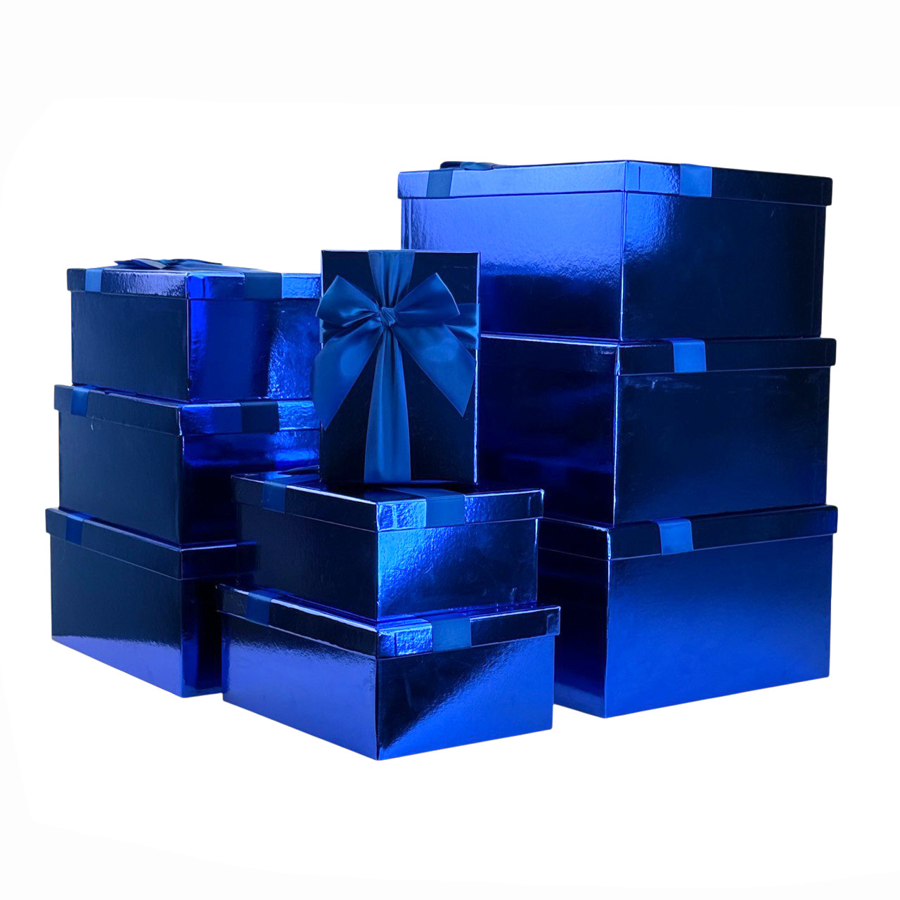 Rechteckige Schachteln im 9er-Set, Metallic Blau